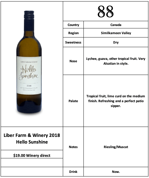 Liber Farm &amp; Winery 2018 Hello Sunshine