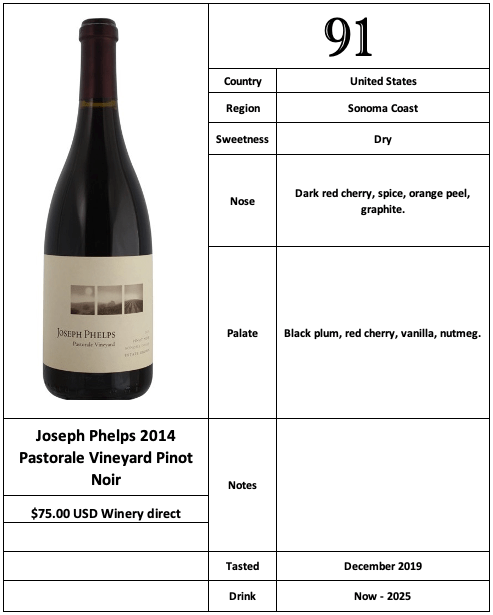 Joseph Phelps 2014 Pastorale Vineyard Pinot Noir