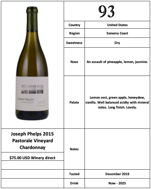 Joseph Phelps 2015 Pastorale Vineyard Chardonnay