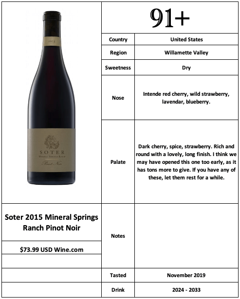 Soter 2015 Mineral Springs Ranch Pinot Noir