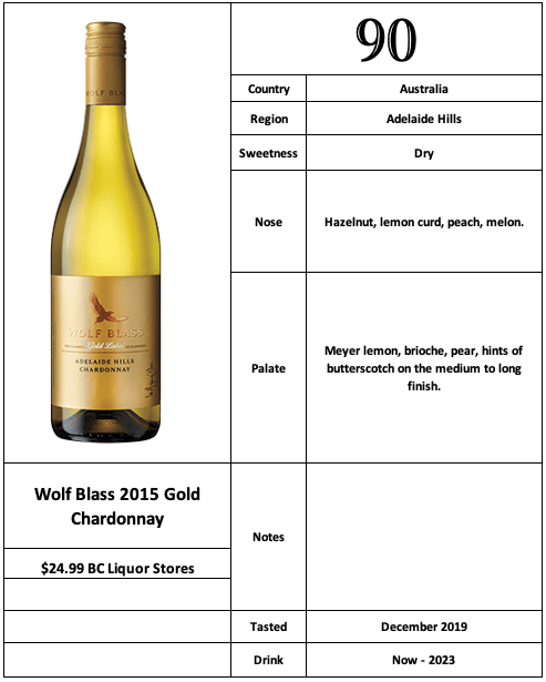Wolf Blass 2015 Gold Chardonnay