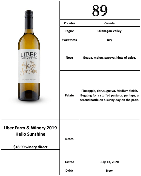 Liber Farm &amp; Winery 2019 Hello Sunshine