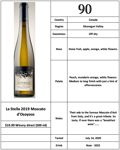 La Stella 2019 Moscato d'Osoyoos
